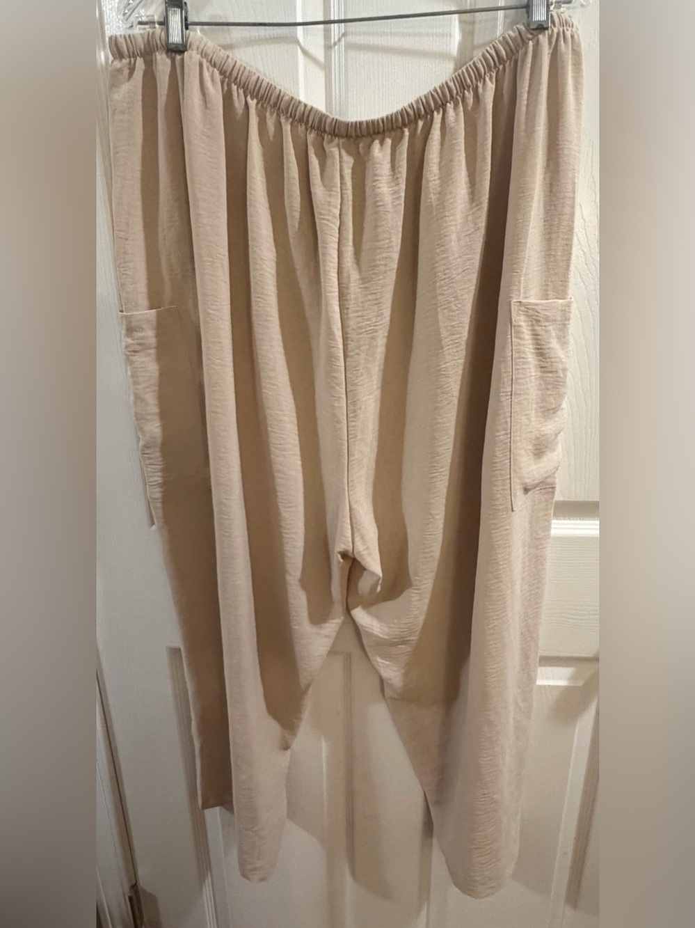 Beige Wide-Leg Drawstring Pants - Picture 9 of 9